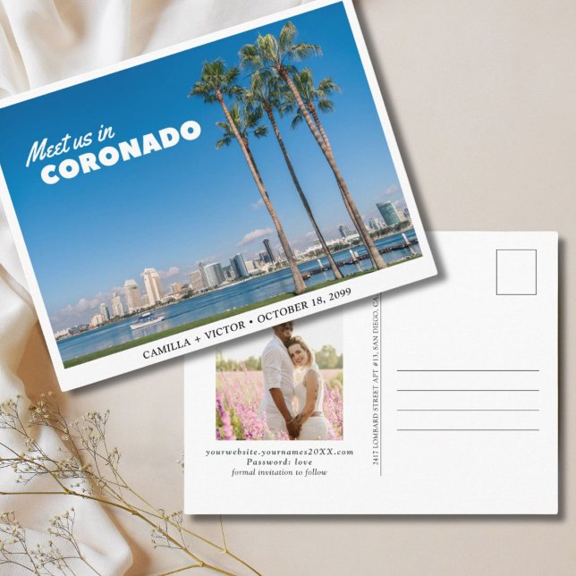 Carte Postale Coronado Mariage Downtown Enregistrer la date Cart (Coronado Island Wedding Downtown Save the Date Postcard
)