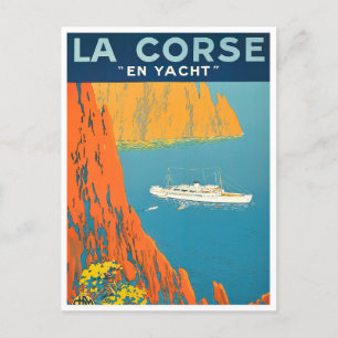 Carte Postale Corse par yacht France voyage vintage