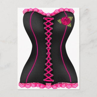 Carte Postale Corset noir rose
