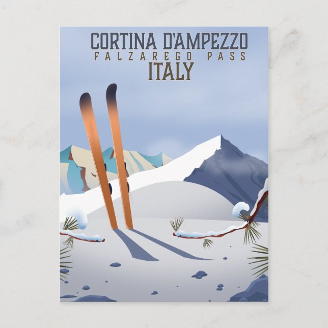 Carte Postale Cortina d'Ampezzo Italie poster ski Art Print (Devant)