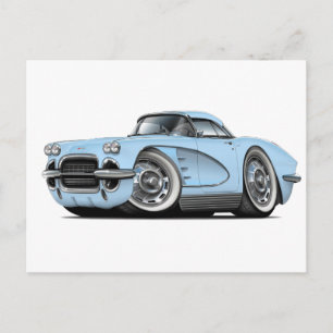 Carte Postale Corvette Lt Blue Car 1962