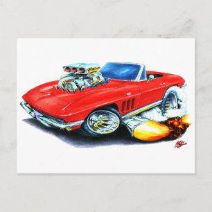 Carte Postale Corvette rouge convertible 1965