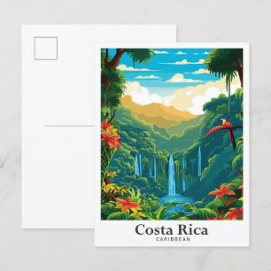 Carte Postale Costa Rica Caraïbes Illustration Vintage voyage