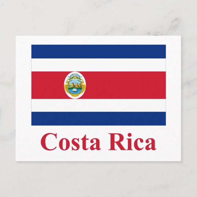 Carte Postale Costa Rica Drapeau avec nom (Devant)