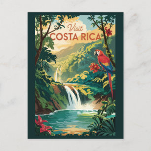 Carte Postale Costa Rica Perrot Illustration Voyage Art Vintage