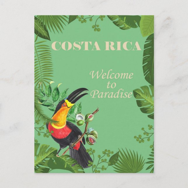 Carte Postale Costa Rica Vintage Toucan Voyage (Devant)