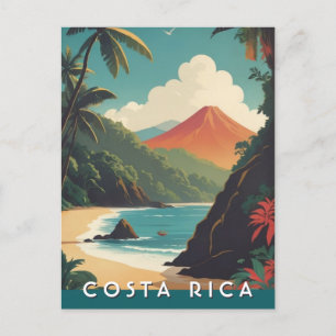 Carte Postale Costa Rice Retro Voyage Volcano Beach Souvenir