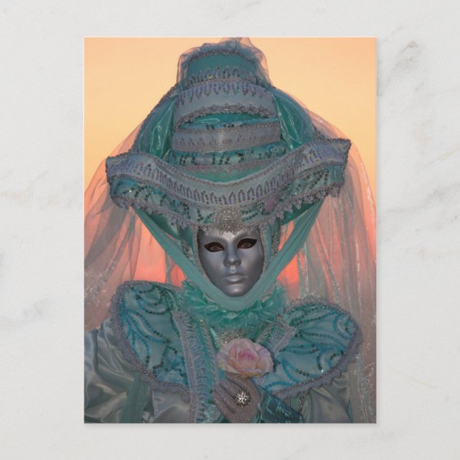 Carte Postale Costume Carnaval Bleu, Venise (Devant)