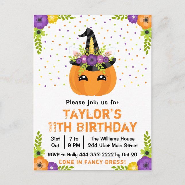 Carte Postale Costume Citrouille d'Halloween fête d'anniversaire (Devant)