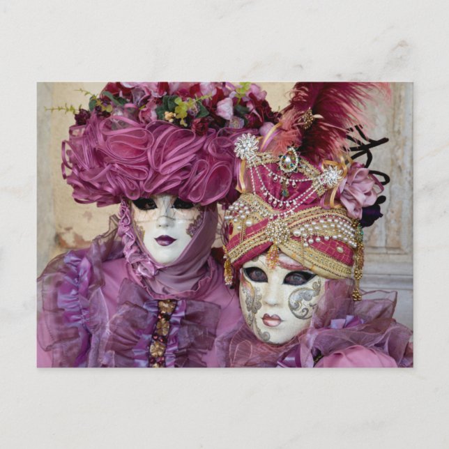 Carte Postale Costume de carnaval pourpre, Venise (Devant)