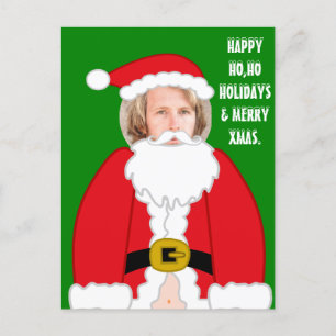 Carte Postale Costume de Père Noël personnalisé amusant visage d