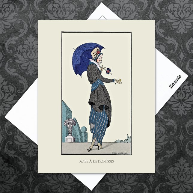 Carte Postale Costume gris Parasol Français Vintage (Créateur téléchargé)