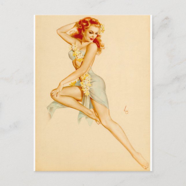 Carte Postale Costume hawaïen de rousse vers le haut (Devant)