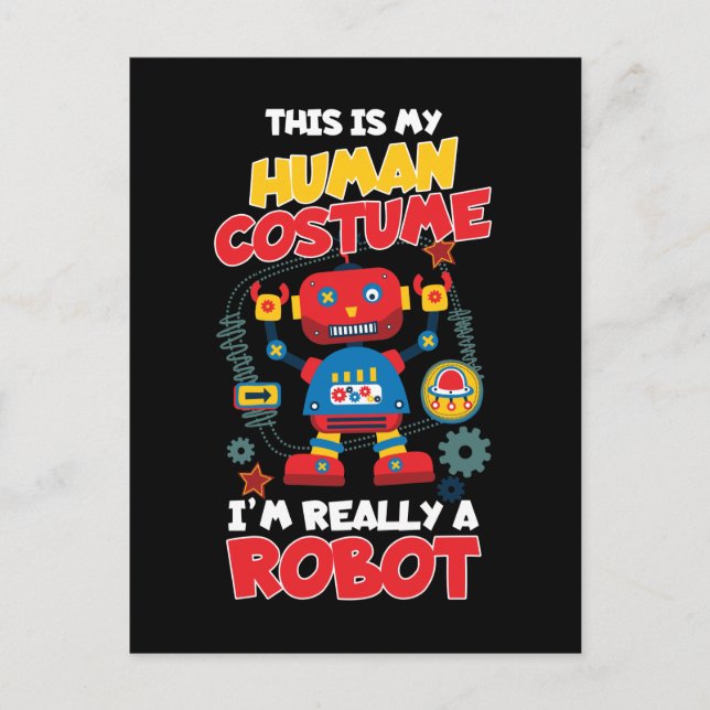 Carte Postale Costume Robot Drôle Garçons Filles Robots (Devant)