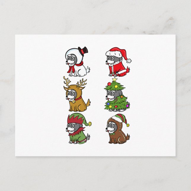 Carte Postale Costumes de Noël Schnauzer (Devant)