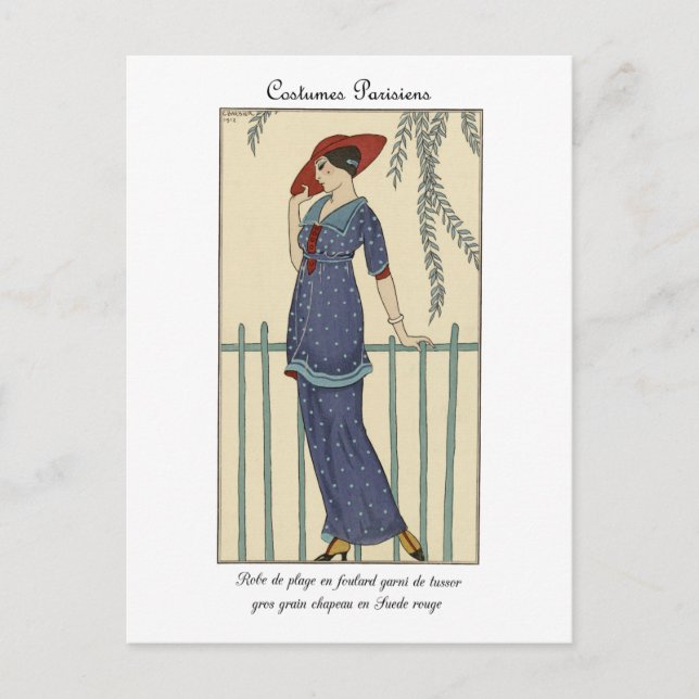 Carte Postale Costumes d'illustration de mode Barbier Parisiens (Devant)