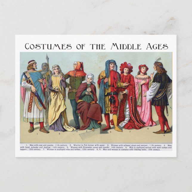 Carte Postale Costumes historiques du Moyen Age (Devant)