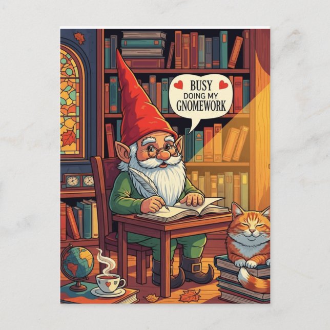 Carte Postale Cosy gnome faisant son gnome (Devant)