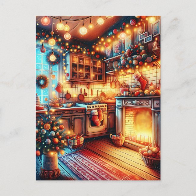 Carte Postale Cosy Kitchen Vintage Noël (Devant)