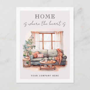 Carte Postale Cosy Living Room Immobilier Agriculture