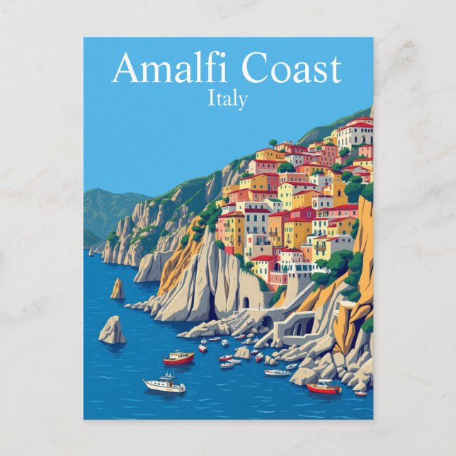 Carte Postale Côte d'Amalfi, Italie Voyage Méditerranée (Devant)