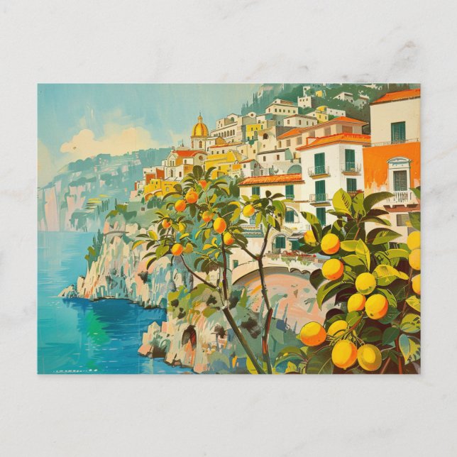 Carte Postale Côte d'Amalfi, Italie Voyage Rétro (Devant)