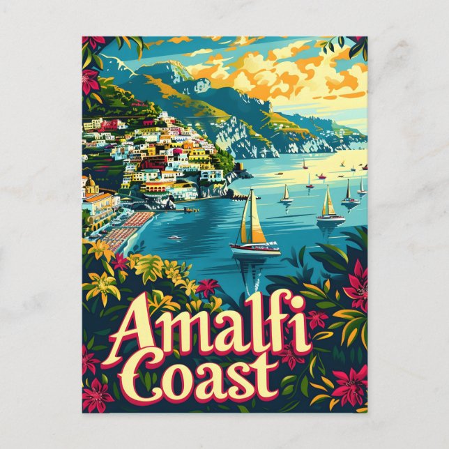Carte Postale Côte d'Amalfi Vintage (Devant)