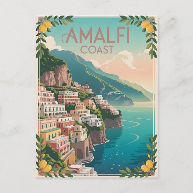 Carte Postale Côte d'Amalfi vintage (Devant)