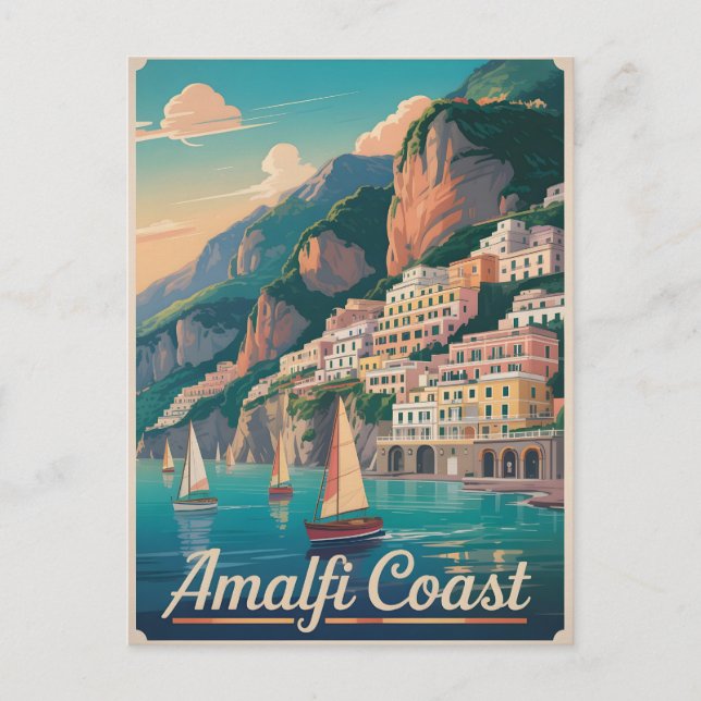 Carte Postale Côte d'Amalfi vintage (Devant)