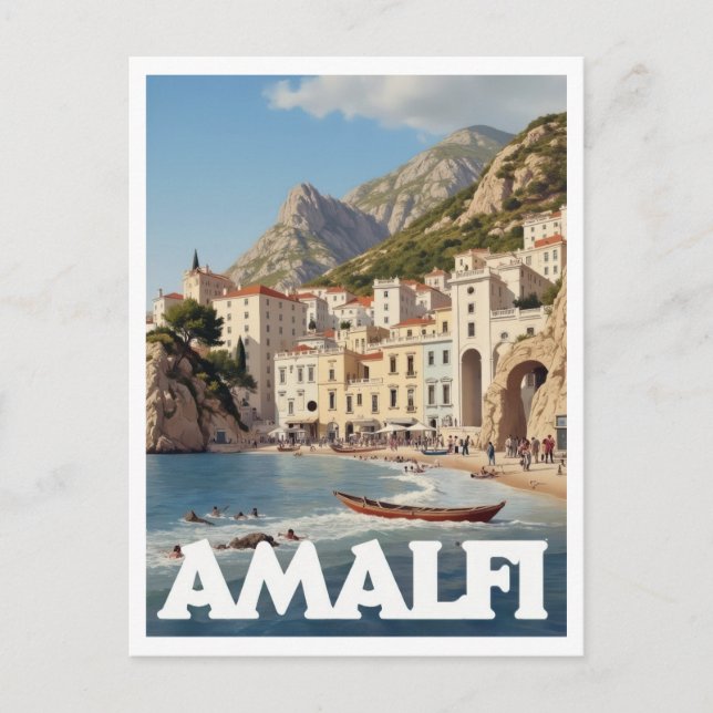 Carte Postale Côte d'Amalfi Vintage Italie Voyage (Devant)