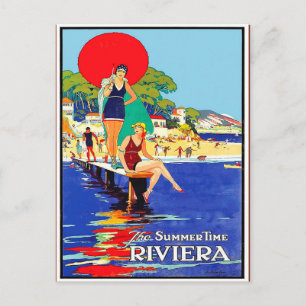 Carte Postale Côte d'Azur, filles nageuses