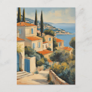 Carte Postale Cote D'Azur Style Ancien Voyage à l'aquarelle fran