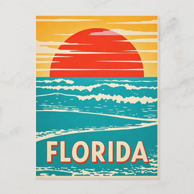 Carte Postale Côte de Floride : Art Vintage voyage (Devant)