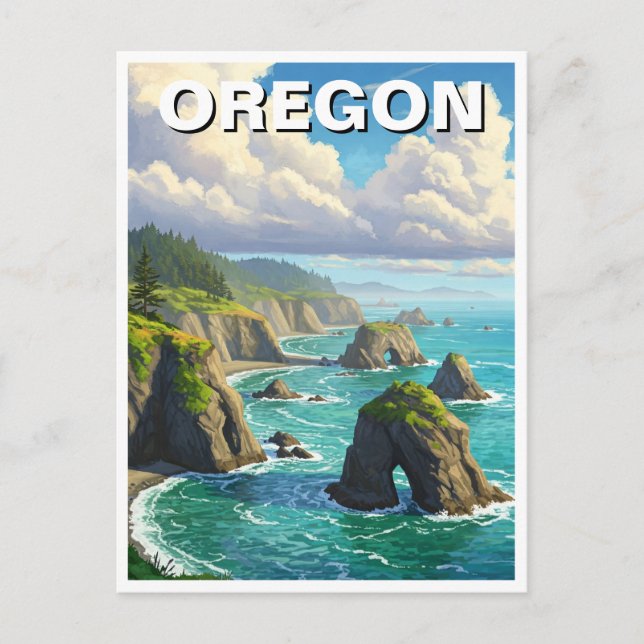 Carte Postale Côte de l'Oregon Travel (Devant)