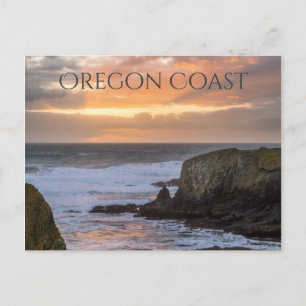 Carte Postale Côte de l'Oregon Yaquina Coucher de soleil Océan P