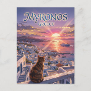 Carte Postale Côte de Mykonos au coucher du soleil Grèce