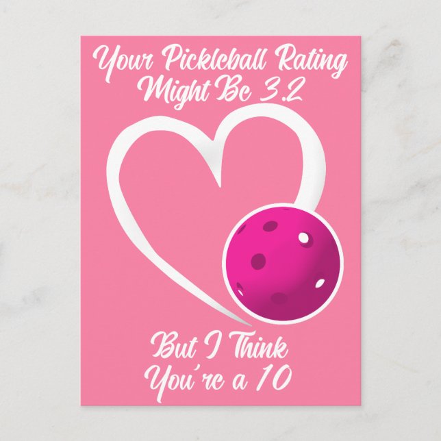Carte Postale Cote de Pickleball Saint-Valentin Cœur Rose Magent (Devant)