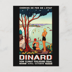 Carte Postale Côté Dinard, filles nageuses, voyage vintage