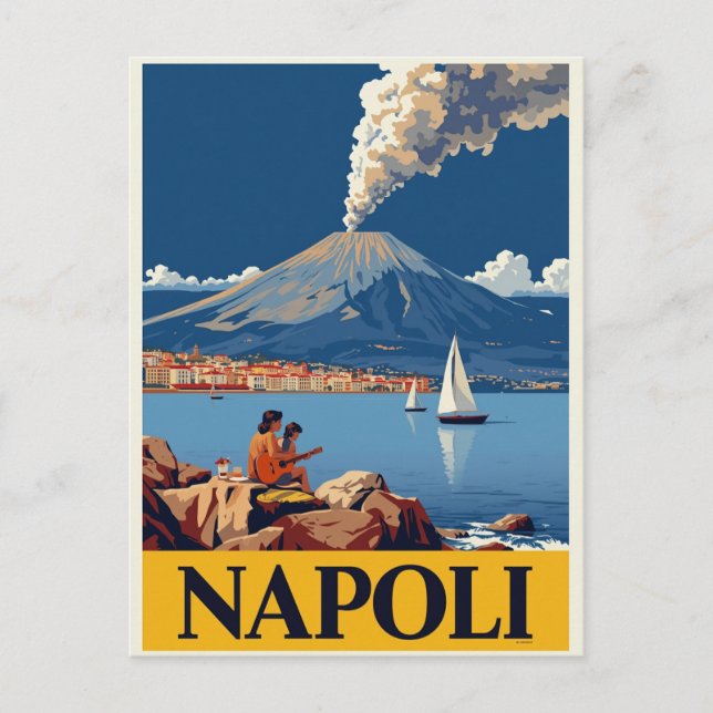 Carte Postale Côte italienne Naples Vésuve Œuvre d'art (Devant)