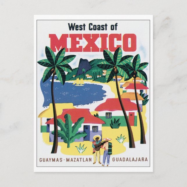 Carte Postale Côte Ouest du Mexique Guaymas, Mazatlan, Guadalaja (Devant)