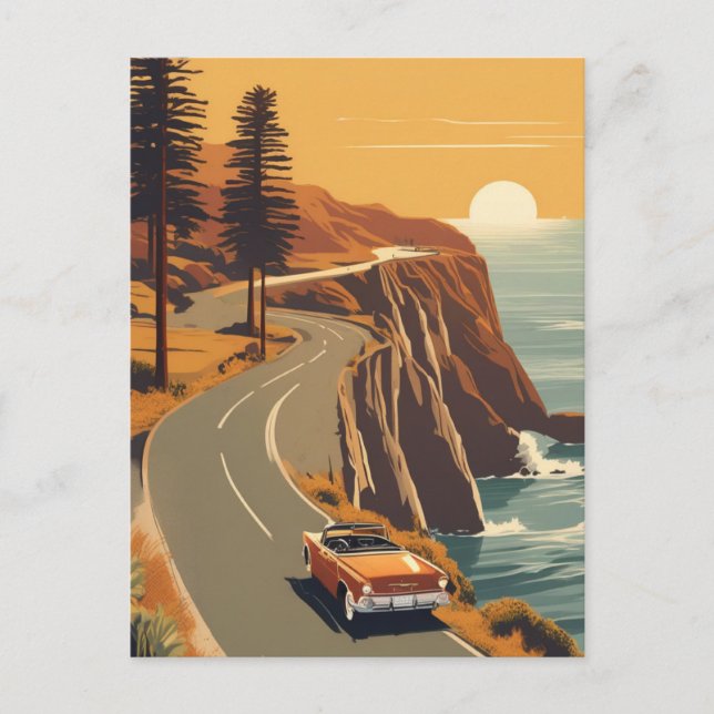 Carte Postale Côte Pacifique Californie Côte Rétro (Devant)