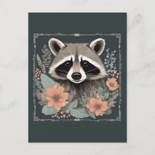 Carte Postale Cottagecore Cute Raccoon