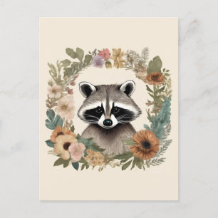Carte Postale Cottagecore Cute Raccoon