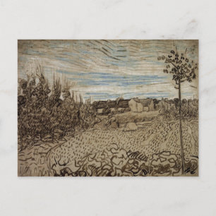 Carte Postale Cottages, Femme en Avant-plan, Vincent van Gogh