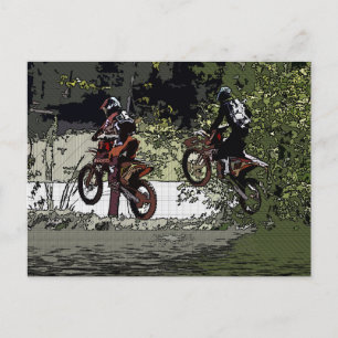 Carte Postale Cou et Cou - Motocross Racers