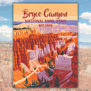 Carte Postale Couché de soleil sur le canyon Vintage Bryce