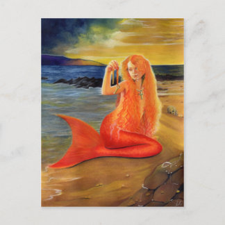 Carte postale Couche-soleil de la clé de sirène