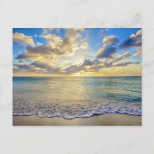 Carte Postale Coucher de soleil à Aruba sur la mer agitée