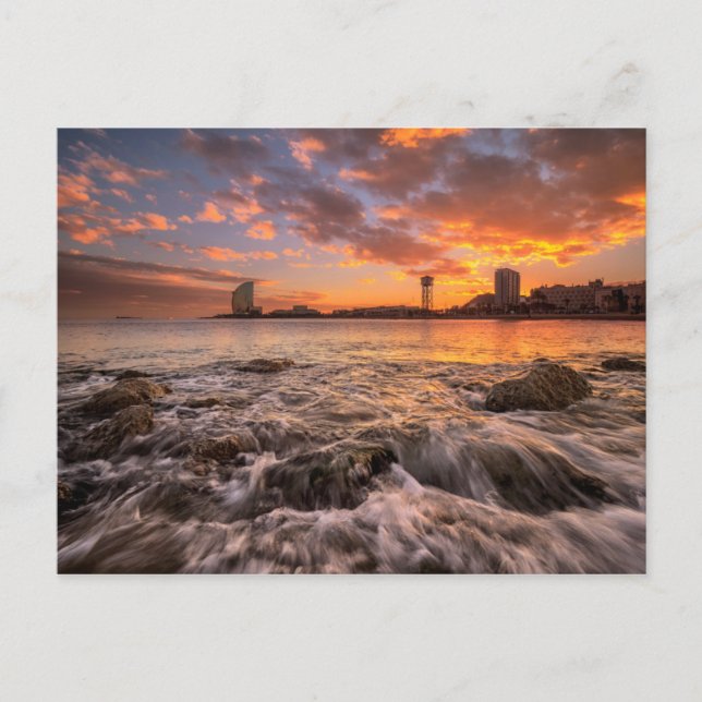 Carte Postale Coucher De Soleil À Barcelone (Devant)