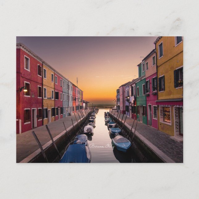 Carte Postale Coucher de soleil à Burano, Italie (Devant)